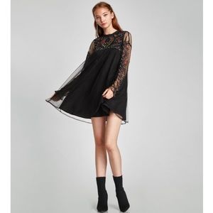 Zara Plumetis Embroidered Dress